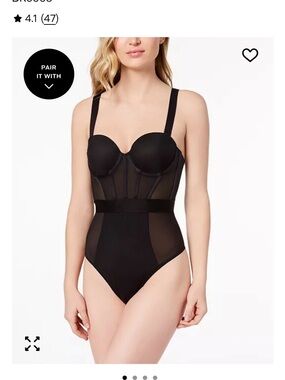 DKNY Black Sheer Bustier Bodysuit - Women Intimates